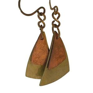 Basha Handmade Metallic Triangle Earrings - NEW on Card